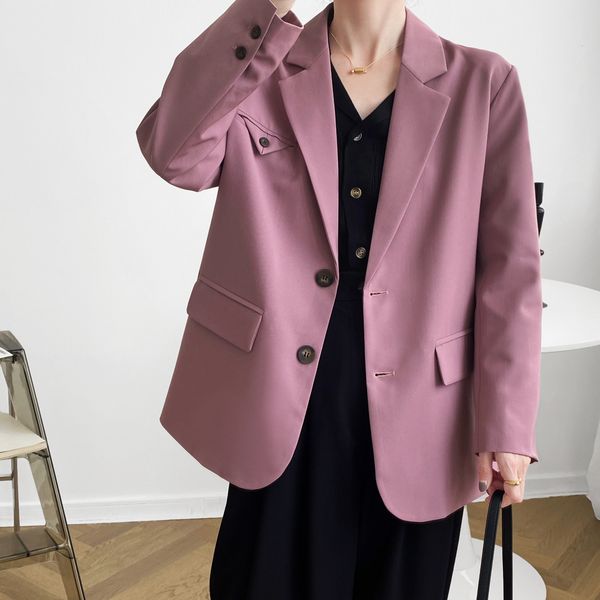 

new 2021 spring blazer turn down collar pure color blzaer ladies coat feminino for women blazers trbt, White;black
