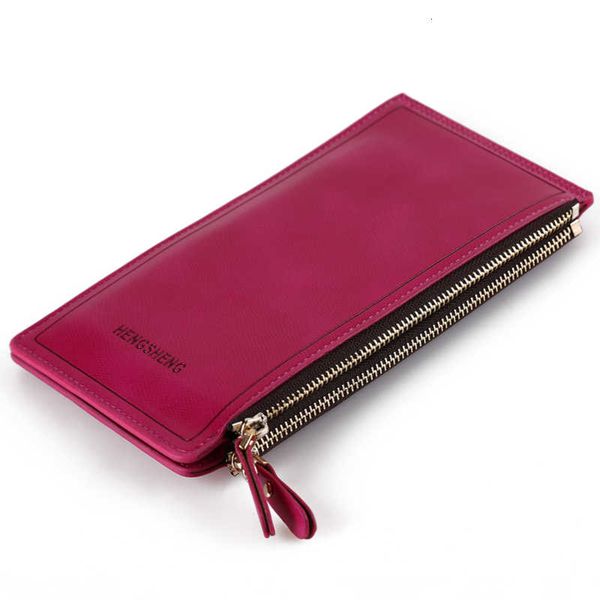 

women long slender mode pu leather men wallets multifunctional rits telephone credit card holder task, Red;black