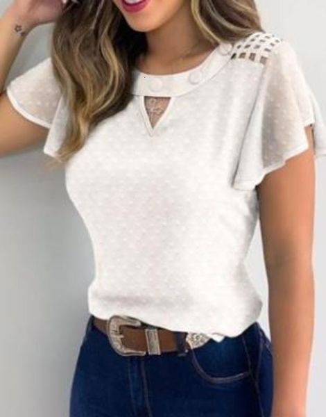 

new 021 style disrupted mouwen t-shirt women summer fashion random flower born mesh sheer plus size s-xxl, White