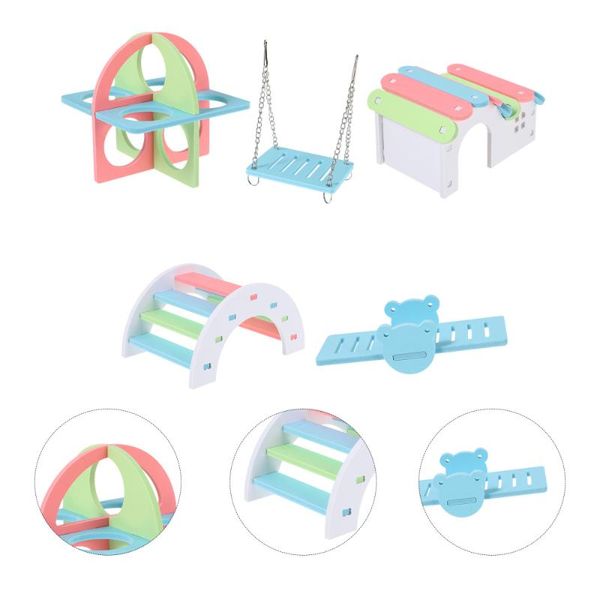 

small animal supplies 5pcs hamster set rainbow house seesaw bridge sport exercise