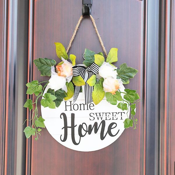 

decorative flowers & wreaths 10 inches sweet home bow flower wreath door decoration wooded round outdoor hanging vertical sign decor fake