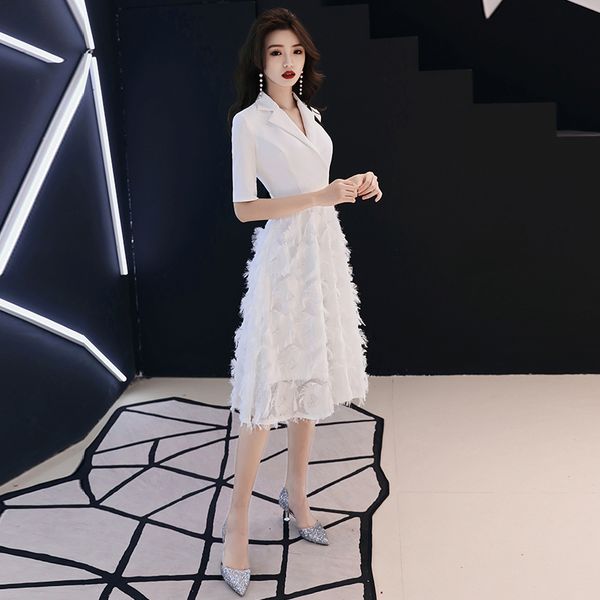 

2021 Spring Women V-neck Work Dress Vintage Office Lady Half Sleeve Elegant A-line Dresses Female Notch Party Vestidos, Black;gray