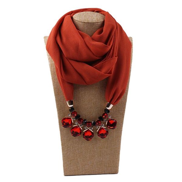 

ethnic clothing scarf solid pendant beaded chain women scarves fashion chiffon head wrap necklace hats bohemia necklaces turban hat, Red