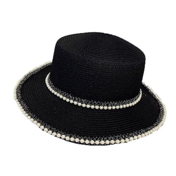

wide brim hats women summer sun hat for female ladies girls protection solid color pearl design straw travel sandy beach sundown, Blue;gray