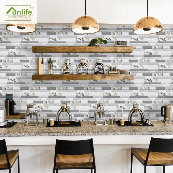 

wall stickers funlifeÂ® grey marble tile peel & stick backing adhesive waterproof kitchen bathroom diy home decoration