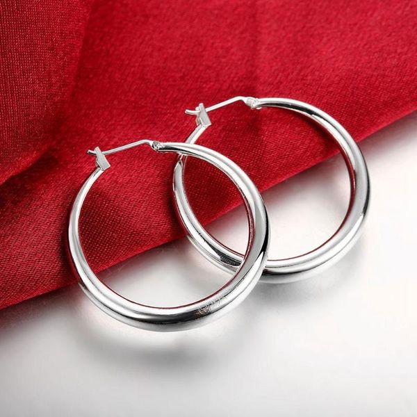 

hoop & huggie 925 sterling silver 33mm big circle round earring for women unusual earrings 2021 trend christmas party wedding jewelry, Golden;silver