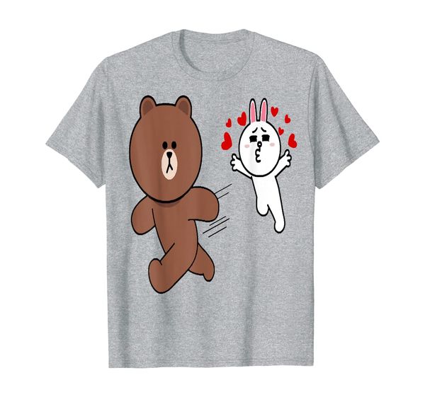 

cute brown bear cony bunny rabbit valentines love on the run t-shirt, White;black