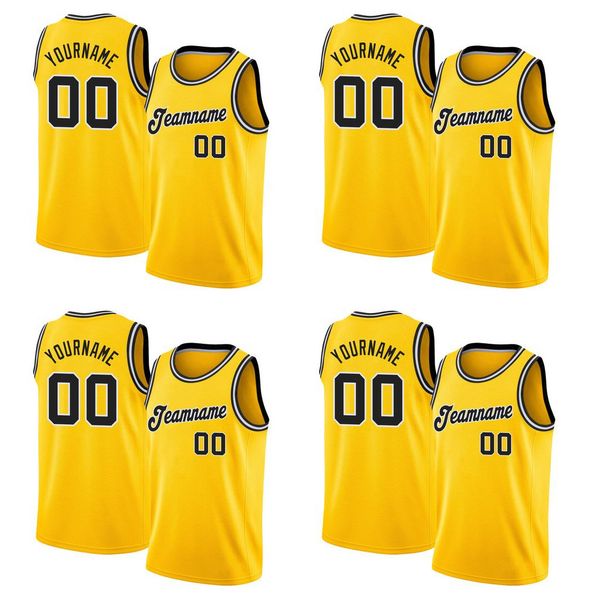 

custom gold black-white round neck rib-knit basketball jersey