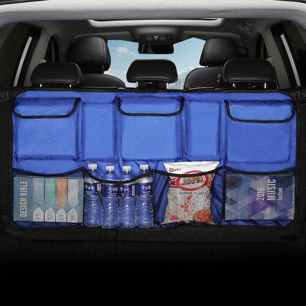 

car organizer auto stowing tidying multi hanging nets pocket trunk storage bag rear seat back interior camping accessories