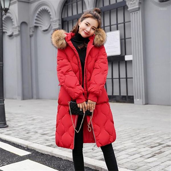 

for fall-winter for women ladies loose large size cotton younger long down jacket dense cotton parks women long warm coat1, Black