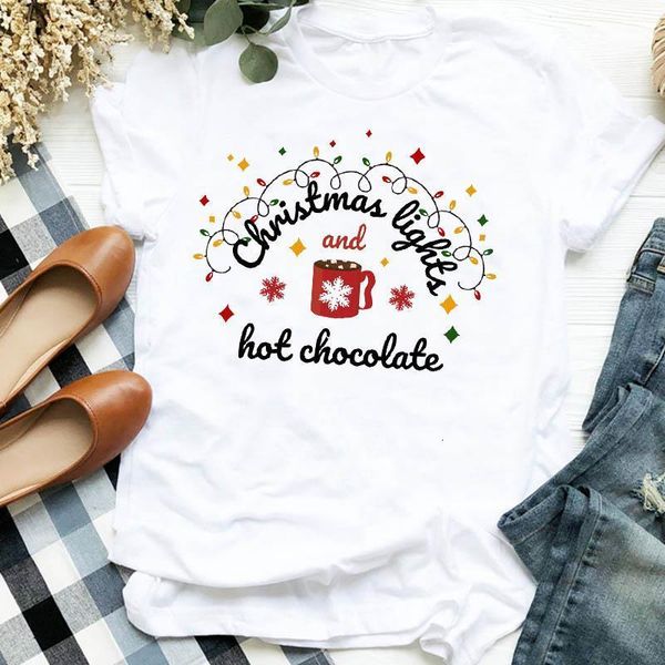 

women lady letter light happy time new year autumn winter merry christmas tshirt female graphic clothes shirt t tee t-shirt, White