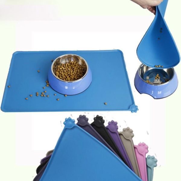 

colorful waterproof pet grade silicone mat for dog cat bowl drinking mat feeding feeder placemat easy washing pet supplies
