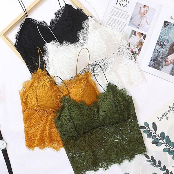 

womens lingerie lace floral bralette bras tank camis underwear lace bra crop brassiere, White;black
