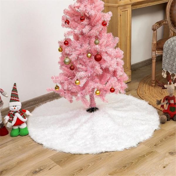 

christmas decorations white plush tree skirt christmas-tree home decor
