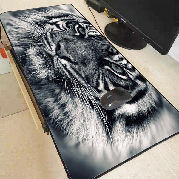 

mouse pads & wrist rests xgz white tiger face extra large animal pad gamer computer mousepad rubber gaming locking edge mat xxl 30x60/40x90c