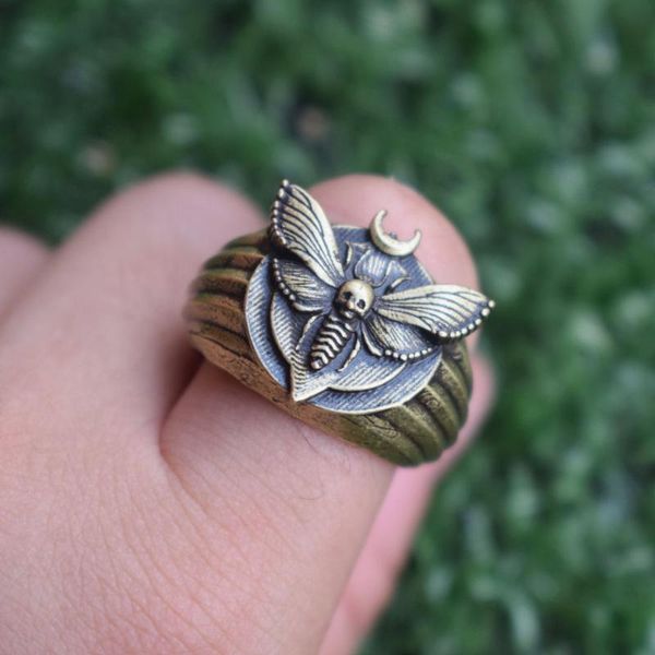 

cluster rings death's head hawkmoth moth ring christmas gift, Golden;silver