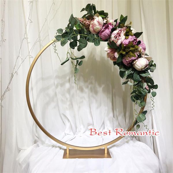 

party decoration romantic wedding flower arch gold metal stand for table centerpiece 24inches diameter
