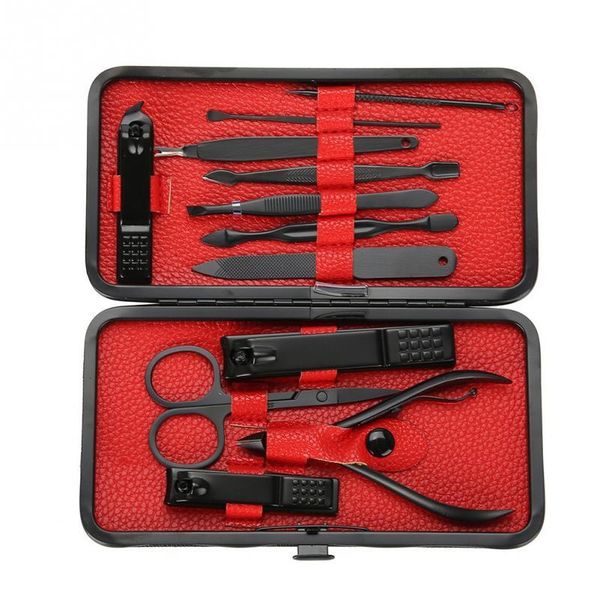 

nail art kits 12pcs black stainless steel clippers set dead skin trimmer clipper manicure pedicure tools