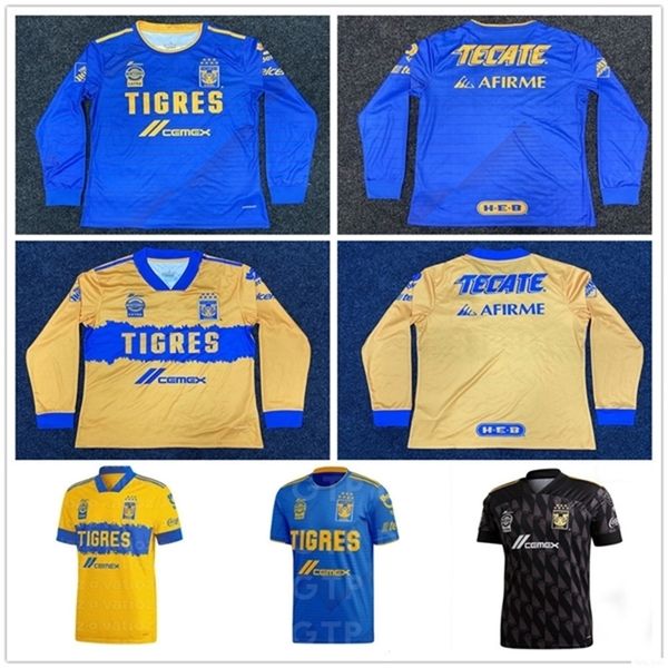 

20 21 mx league club 7 stars tigres uanl long sleeve soccer jerseys gignac guerron sobis duenas custom 2020 home away football shirt, Black;yellow
