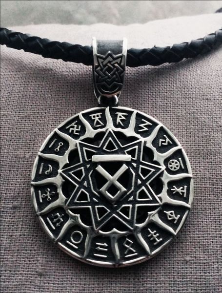 

popular nordic viking luna symbol star array jewelry necklace pendant, Silver