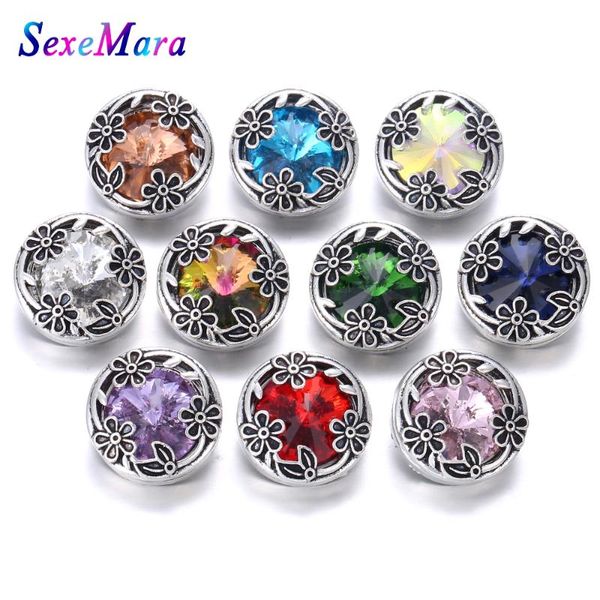 

charm bracelets 6pcs/lot snap jewelry hollow box crystal flower 18mm 20mm button fit bracelet bangle ginger charms, Golden;silver
