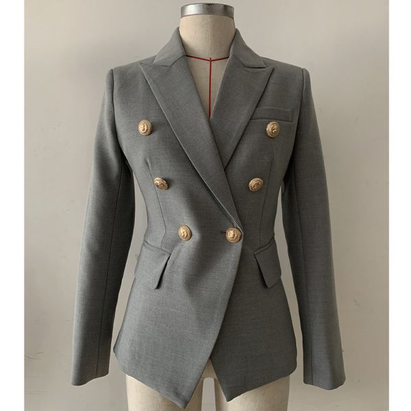 

2021 autumn new lady of the women's office double-sleeve button breasted thin collar inlaid cotton gray jacket 1xgb, White;black