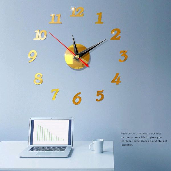 Relógios de parede relógio moderno design mini diy grande adesivo digital 3d na sala de estar decoração escritório presente de natal