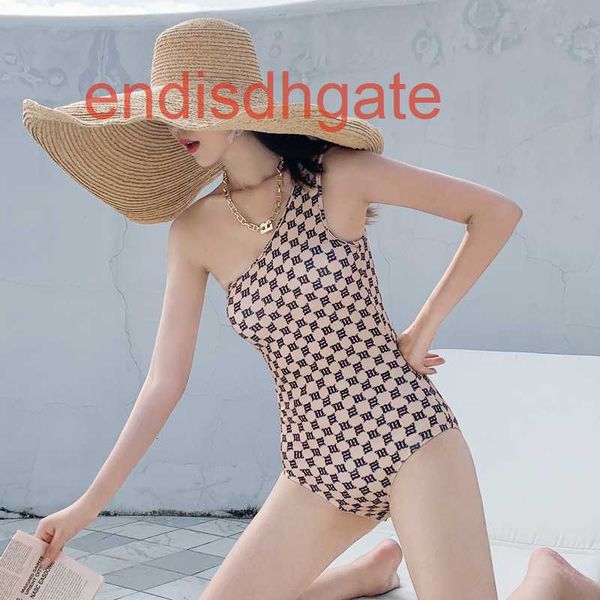

slant fashion piece new one shoulder letter print slim spring swimsuit girl, White;black