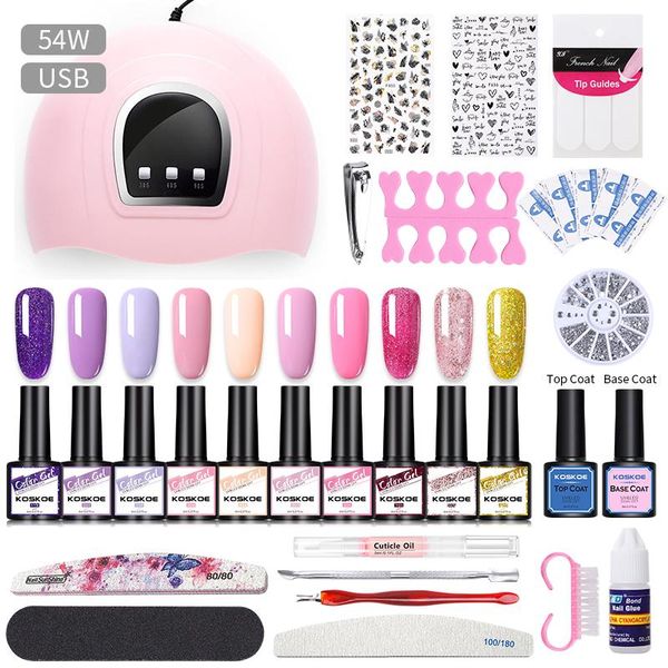 

koskoe 8ml gel nail polish set manicures set nail art design tool kit with54w lamp dryer gel varnish kit