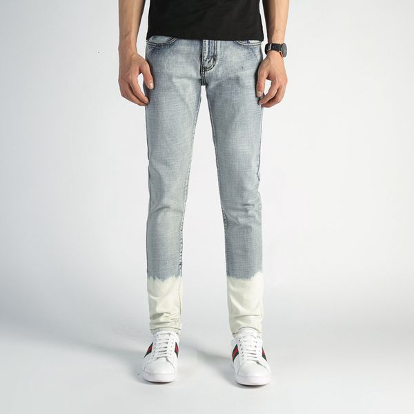 

men's trousers new high street tides summer gradient thin color denim jeans youth light pants 103 onjq, Blue