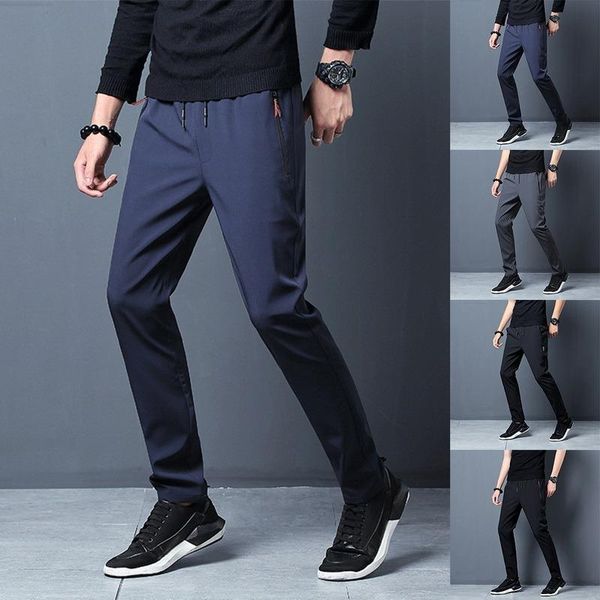 

men's pants 2021 men joggers fitness casual quick dry outdoor sweatpants breathable slim elasticity trouser plus size, Black