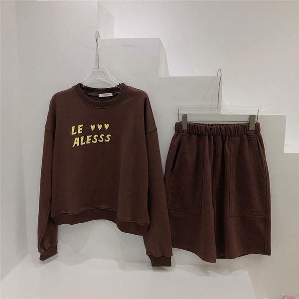 

women's tracksuits 21 big-name net red autumn brown casual fashion age reduction loose letters round neck long-sleeved sweater wide-leg, Gray