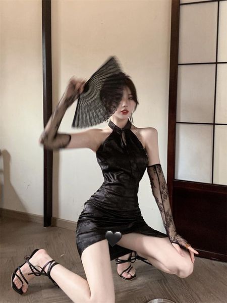 

ethnic clothing 2021 women's sleeveless qipao close-fitting dress chinese style cheongsam backless party, Red