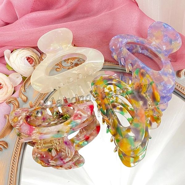 

sweet large acetate barrette for women girls hair claw chic barrettes crab hairpins styling claw clips fashion accessories, Golden;silver