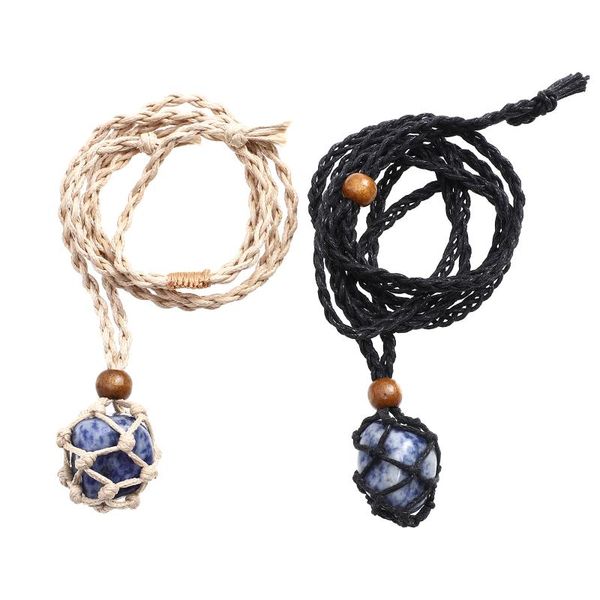 

pendant necklaces 2pcs stone necklace woven cord holder jewelry gift, Silver