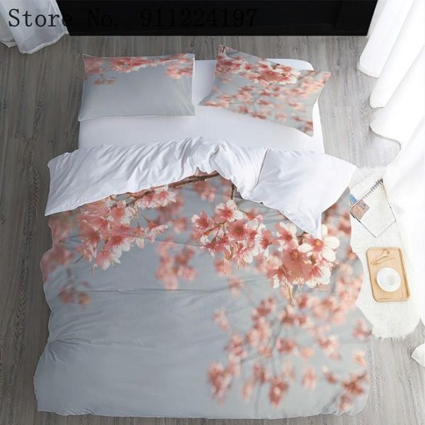 

bedding sets simplicity duvet cover comforter set 3d cherry blossoms printing luxury 2/3pcs quilt single double  king size
