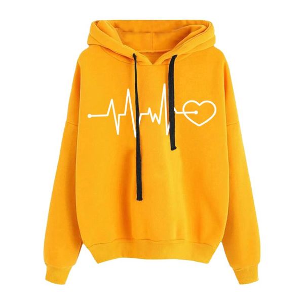 

women's hoodies & sweatshirts woman 2021 autumn winter love print long sleeve loose hooded clothes with pocket ladies pullover, Black