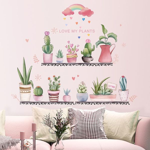 

wall stickers [shijuekongjian] garden plant diy pot culture decals for living room kids bedroom kitchen house decoration
