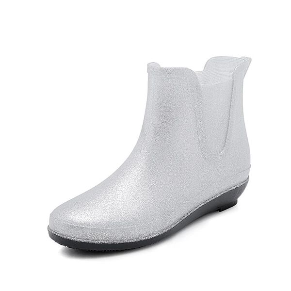 

boots rainshoes women's fashion rain shoes anti-slip anti-rain short tube student cover rubber shoe, Black