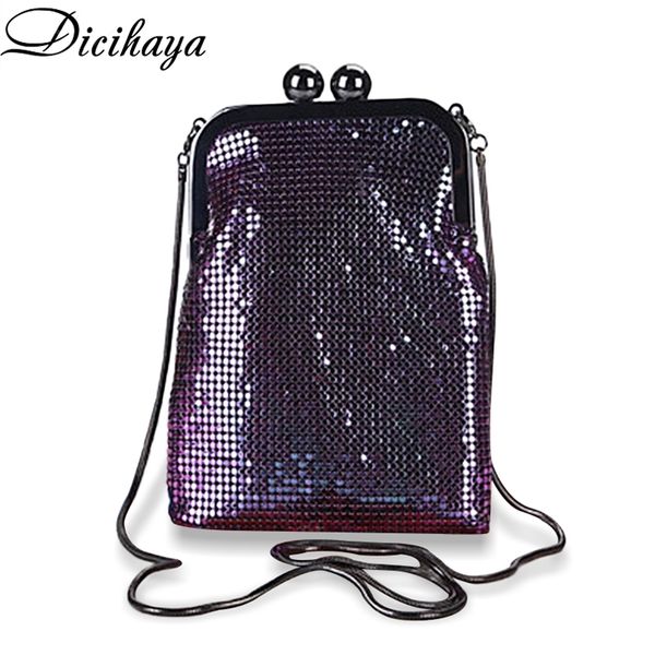 

dicihaya iridescence aluminium women evening bags lady wedding party shoulder phone for gift clutch chain 210823