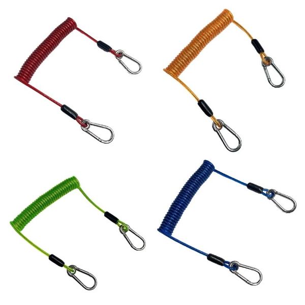 

rafts/inflatable boats u1jc fishing coiled lanyard with carabiner, safety rope extension cord tether for deep sea tools rod kayak paddles