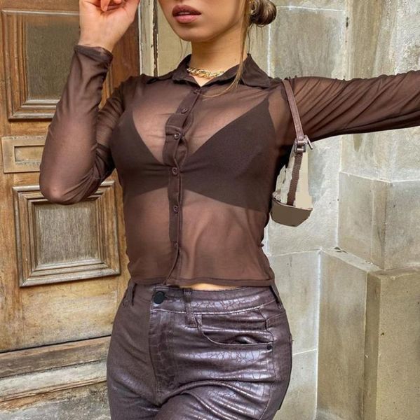 

women's blouses & shirts summer long sleeve button up cropped shirt,blouses et chemises,2021 neon green,pink,brown,blue solid womens, White