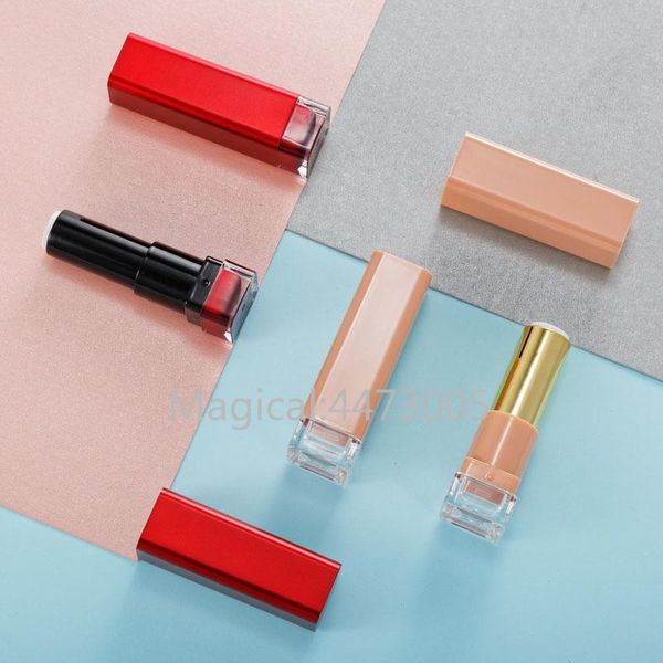 

10/30/50pcs pink red square transparent gold 12.1mm empty lipstick tube lip container cosmetics refillable shell packaging