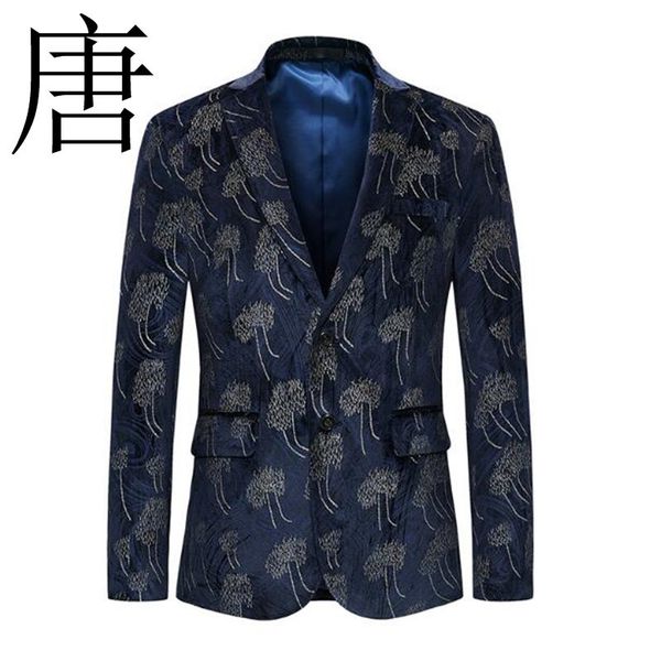 

tang cool 2021new brand floral blazer men slim fit mens flower jacket singer dj party stage blazers prom wear -5xl 6xl exsa, White;black