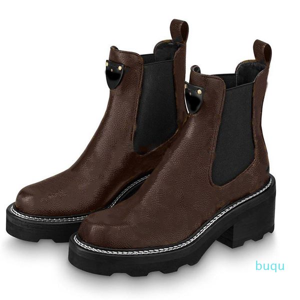 

designer- fashion lady winter ankle boots cowskin platform designer printing martin booties women shoes size 35-41, Black