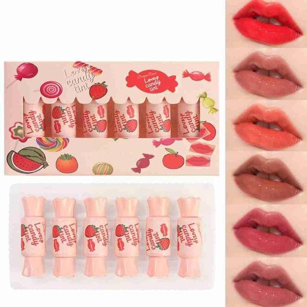 

lip gloss 6pcs/set candy lipstick matte ligloss waterproof pigment color lasting summer makeup developing non-stick long a1r4