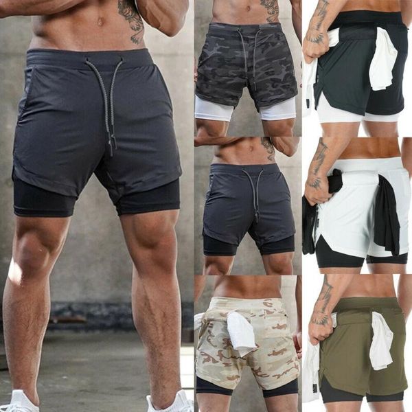 

2021 summer mens casual shorts gym training shorts workout sports fitness men lined running drawstring camo, White;black