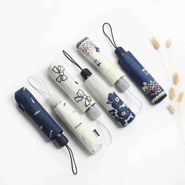 

umbrellas creative automatic female korea small fresh simple sunny rainy sun umbrella folding student girls 50ys21
