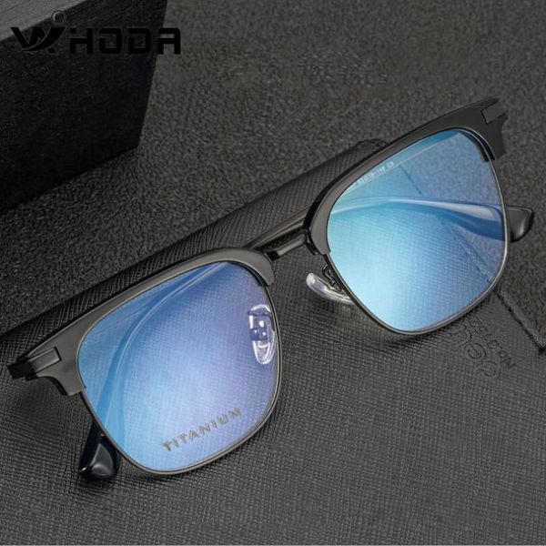 

fashion sunglasses frames wihoda pure titanium man's business style glasses frame for myopia, square prescription glass men f8657, Black