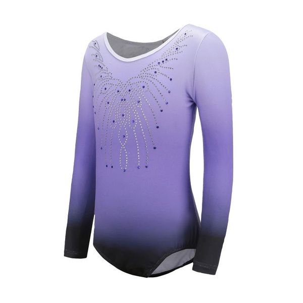 Abiti da un pezzo 2021 Ragazze Pendenza collant balletto Gymnastics Vestito manica lunga Diamond Coil 4 Colors